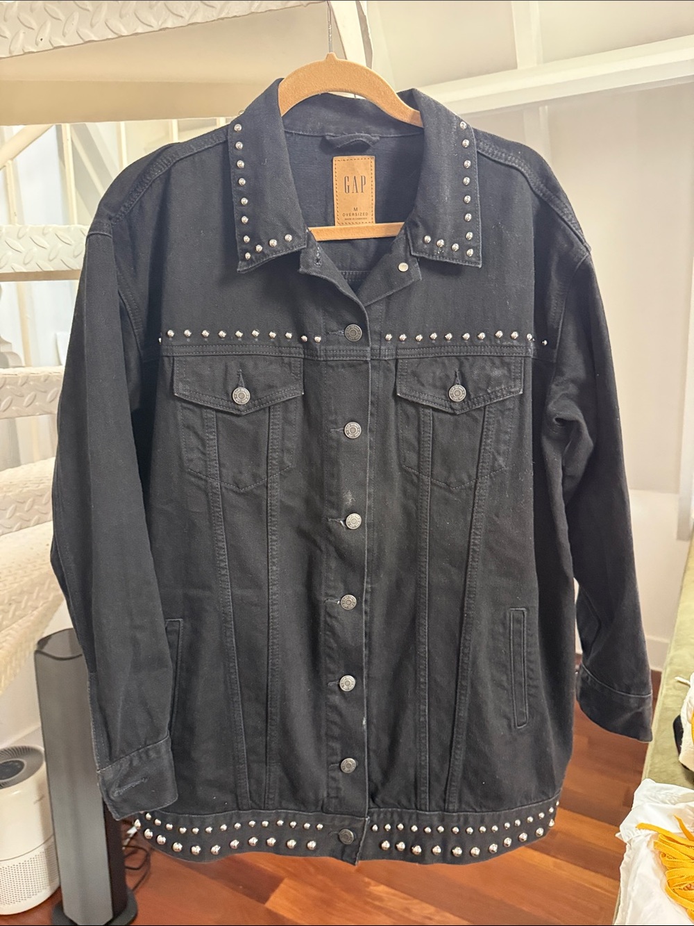 GAP Black Studded Denim Jacket - Women's